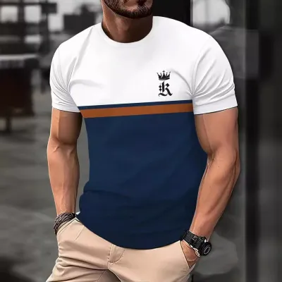 Wholesale Men Fashion Casual 3D Tie-Dye Print Plus Size Short Sleeve T-Shirt