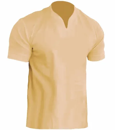 Men Casual Basic Plus Size Solid Color Short Sleeve V Neck T-Shirt