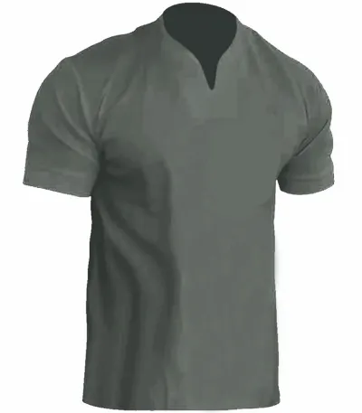Men Casual Basic Plus Size Solid Color Short Sleeve V Neck T-Shirt