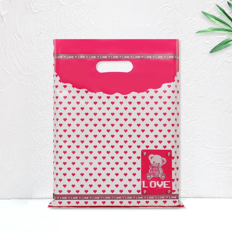 Fashion Cute Printed Plastic Shopping Gift Packaging Bag 50piece /Set Shoe Box Tote HDPE 25x35cm