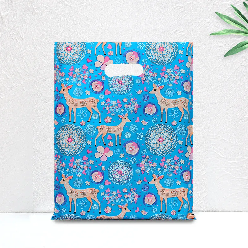 Cute Printed HDPE Plastic Shopping Gift Packaging Bags 50piece /Set