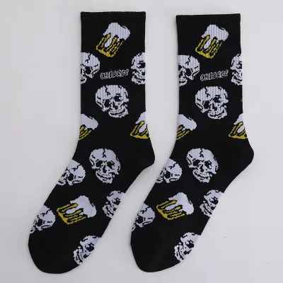Men Fashion Casual Printed Long Tube Socks
