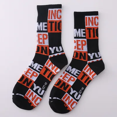 Men Fashion Casual Printed Long Tube Socks