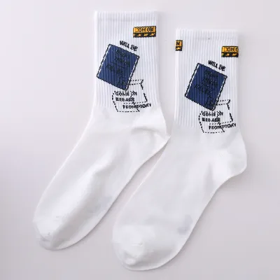 Men Fashion Casual Printed Long Tube Socks