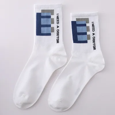 Men Fashion Casual Printed Long Tube Socks