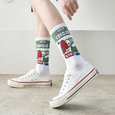 Men Fashion Casual Printed Long Tube Socks