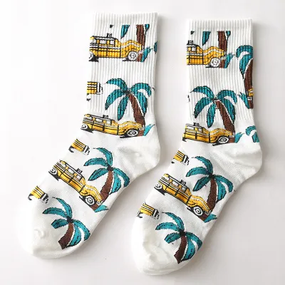Men Fashion Casual Printed Long Tube Socks
