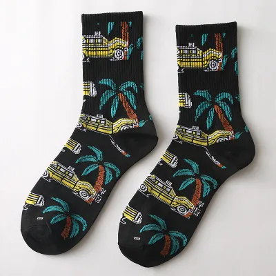 Men Fashion Casual Printed Long Tube Socks