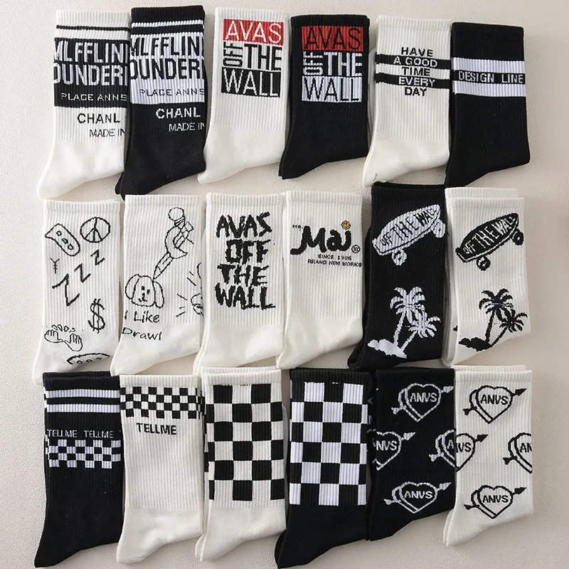 Men Fashion Casual Printed Long Tube Socks