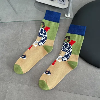 Men Fashion Casual Graffiti High-Top Knee Socks