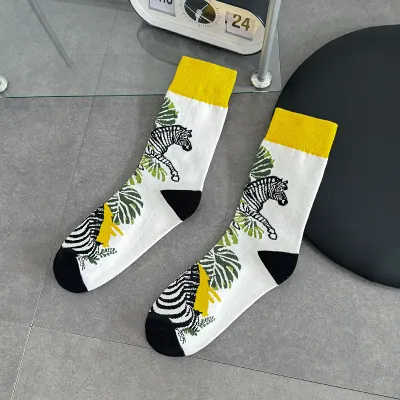 Men Fashion Casual Graffiti High-Top Knee Socks