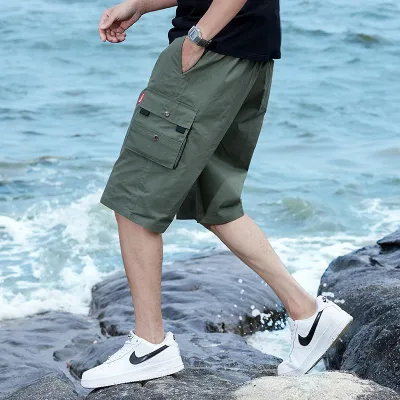 Men Fashion Casual Plus Size Cotton Cargo Shorts with Pockets