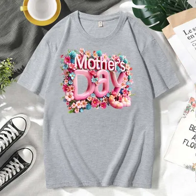 Mother's Day Alphabet Print Plus Size Short Sleeve Mom T-Shirt