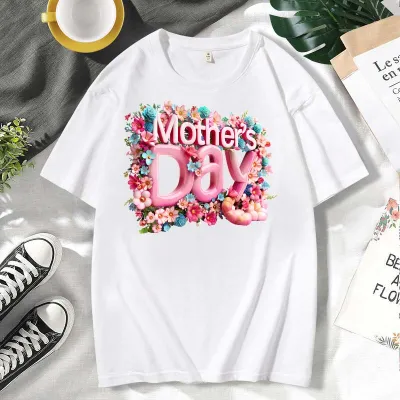 Mother's Day Alphabet Print Plus Size Short Sleeve Mom T-Shirt