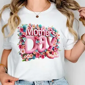 Mother's Day Alphabet Print Plus Size Short Sleeve Mom T-Shirt