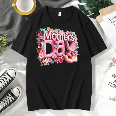 Mother's Day Alphabet Print Plus Size Short Sleeve Mom T-Shirt