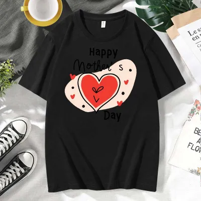 Mother's Day Alphabet Print Plus Size Short Sleeve Cotton Mom T-Shirt