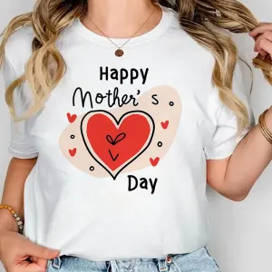 Mother's Day Alphabet Print Plus Size Short Sleeve Cotton Mom T-Shirt
