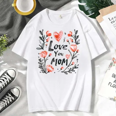 Mother's Day Alphabet Print Plus Size Short Sleeve Mom T-Shirt
