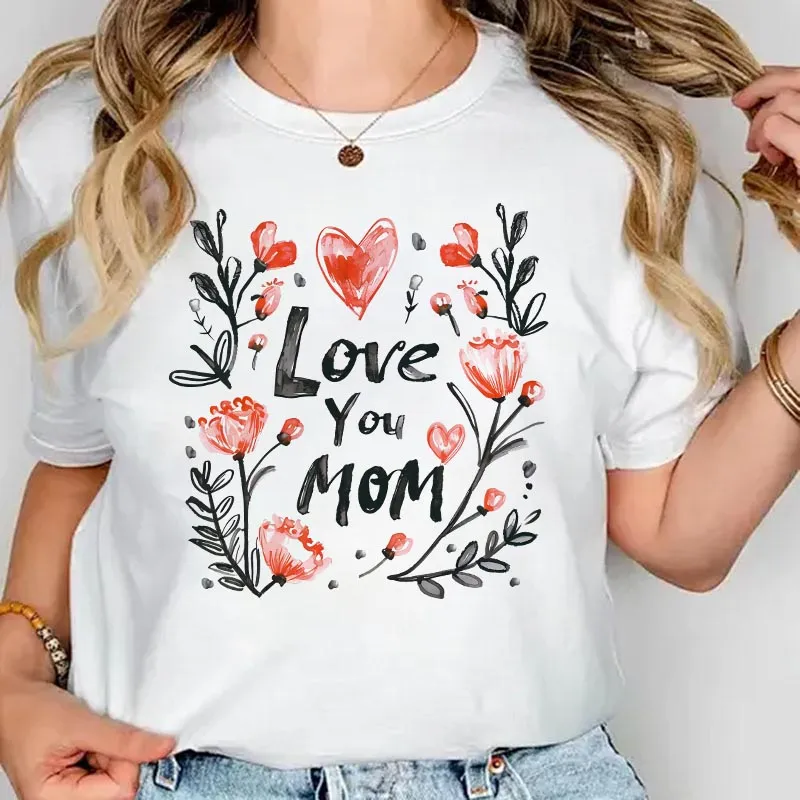 Mother's Day Alphabet Print Plus Size Short Sleeve Mom T-Shirt