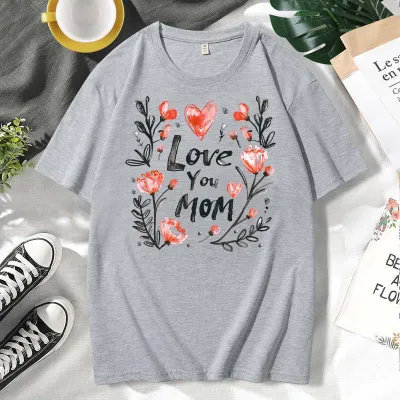 Mother's Day Alphabet Print Plus Size Short Sleeve Mom T-Shirt
