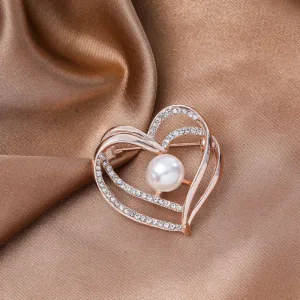 Fashion Elegant Women Pearl Brooch Floral Alloy