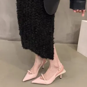 Women Fashion Sexy Solid Color Pointed Toe PU High Heel Shoes
