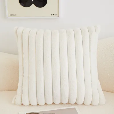 Fashion Solid Color Small Rabbit Hair Vertical Home Sofa Cushion Cover Stripe Plush