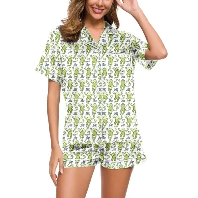 Women's Casual Print Short-Sleeve Top and Loose Shorts Pajama Set