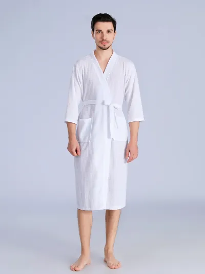 Fashion Casual Solid Color Waffle Thin Long-Sleeve Lace-Up Pajamas