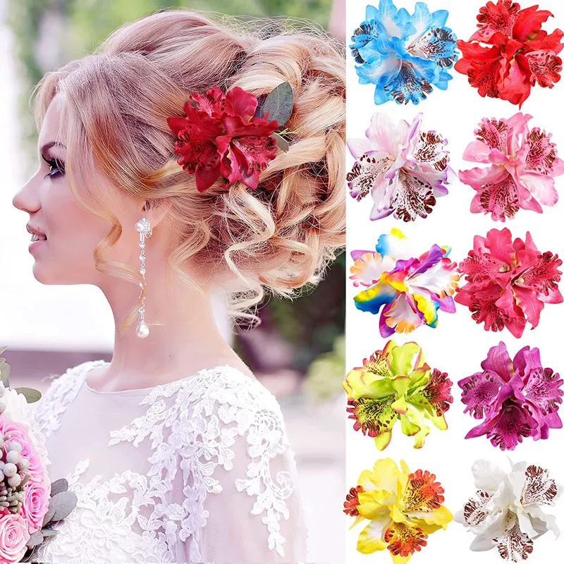 Women Fashion Boho Orchid Hairpin Headdress Side Clip Brooch Mori Style Fresh Sweet
