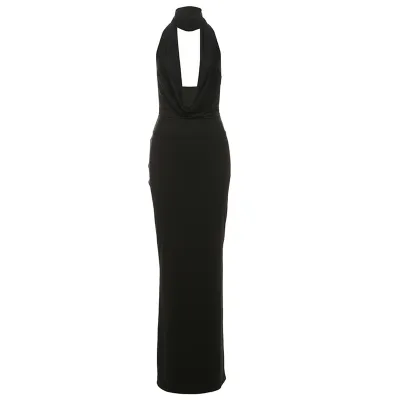 Women Sexy Backless Halter Neck Slim-Fit Maxi Formal Dress