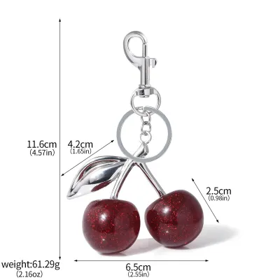Fashion Creative Cherry Fruit Pendant Bag Keychain