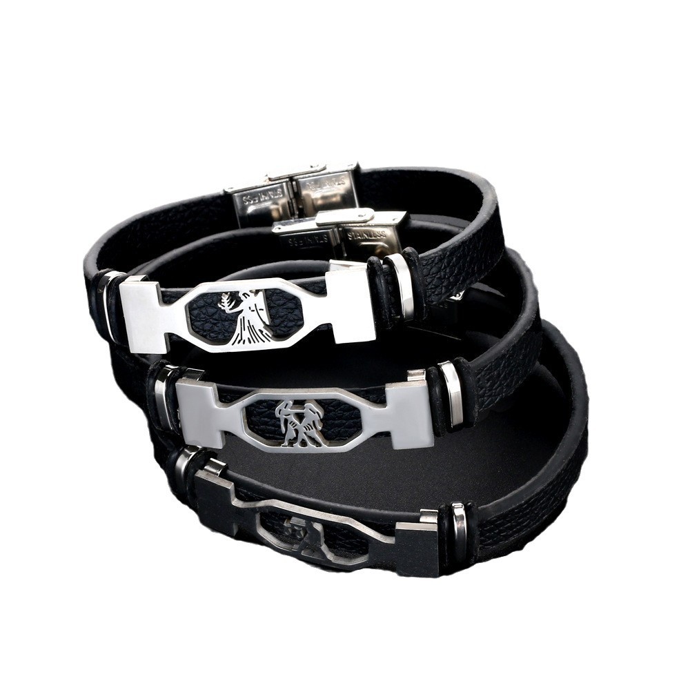 SP クロンシュタット(サイン入り) Wholesale Men Fashion Punk Silicone Titanium Steel Zodiac