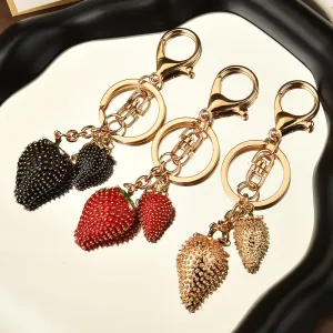 Fashion Creative Strawberry Fruits Alloy Pendant Bag Keychain Key Ornament