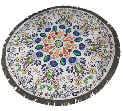 Fashion Casual Round Printed Tassels Beach Towel for Women