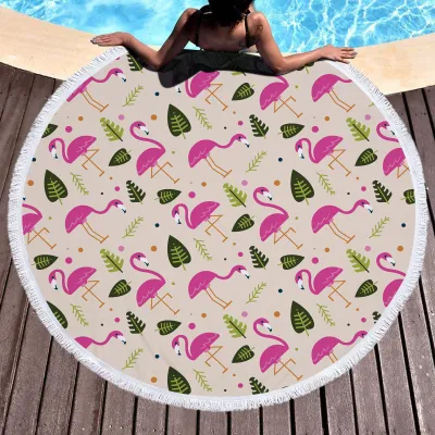 Fashion Casual Round Printed Tassels Beach Towel for Women