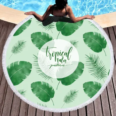 Fashion Casual Round Printed Tassels Beach Towel for Women