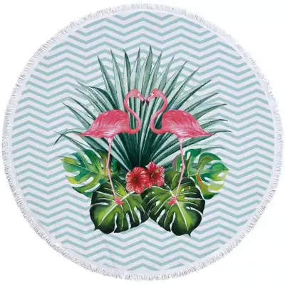 Fashion Casual Round Printed Tassels Beach Towel for Women