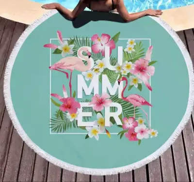 Fashion Casual Round Printed Tassels Beach Towel for Women
