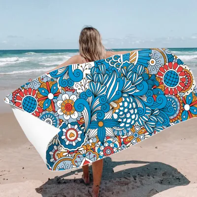 Fashion Casual Geometric Pattern Printed Double-Sided Velvet Quick-Drying Beach Towel