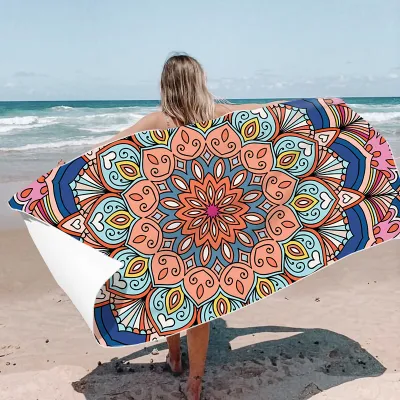 Fashion Casual Geometric Pattern Printed Double-Sided Velvet Quick-Drying Beach Towel