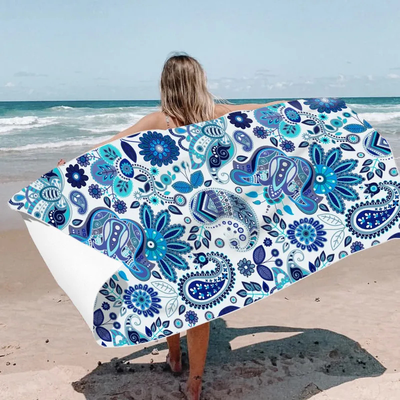 Fashion Casual Geometric Pattern Printed Double-Sided Velvet Quick-Drying Beach Towel