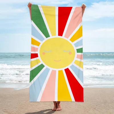 Double-Sided Terry Printed Quick-Drying Beach Towel for Women