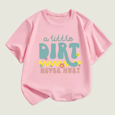 Kids Toddler Boys Girls Alphabet Print Short Sleeve T-Shirt Crewneck Neutral