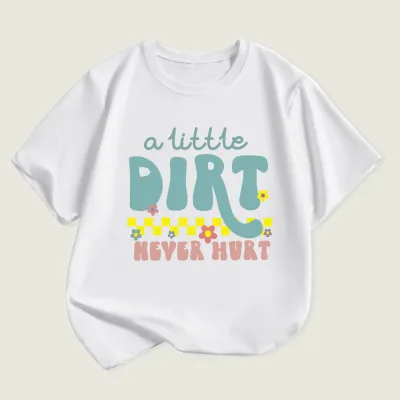 Kids Toddler Boys Girls Alphabet Print Short Sleeve T-Shirt Crewneck Neutral