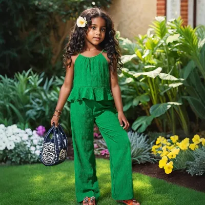 Kids Toddler Girls Casual Cute Striped Camisole Trousers Sets Sleeveless Two Piece Pullover