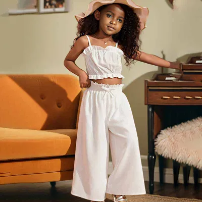 Wholesale Kids Toddler Girls Casual Cute Print Short Sleeve Top Trousers Sets
