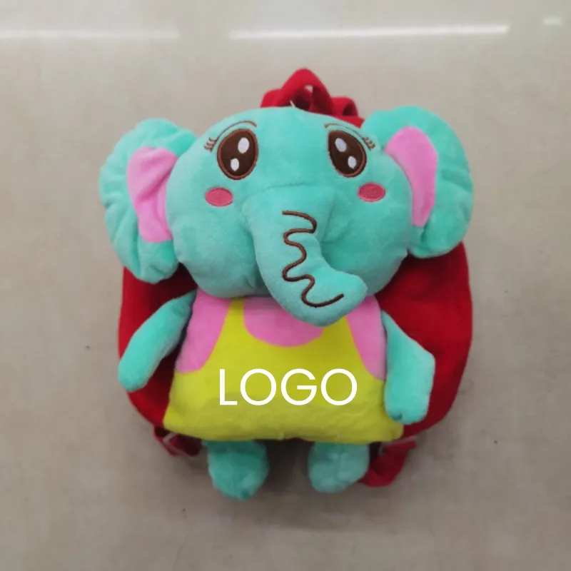 Kids Cartoon Elephant Plush Backpack Custom Logo Embroidery