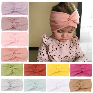 Newborn Cute Solid Color Bow Cloth Hair Band for Baby Kids Accessories